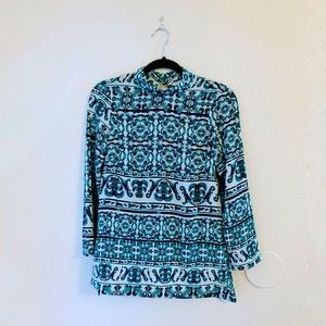 H&M Emerald Pattern High Neck Blouse